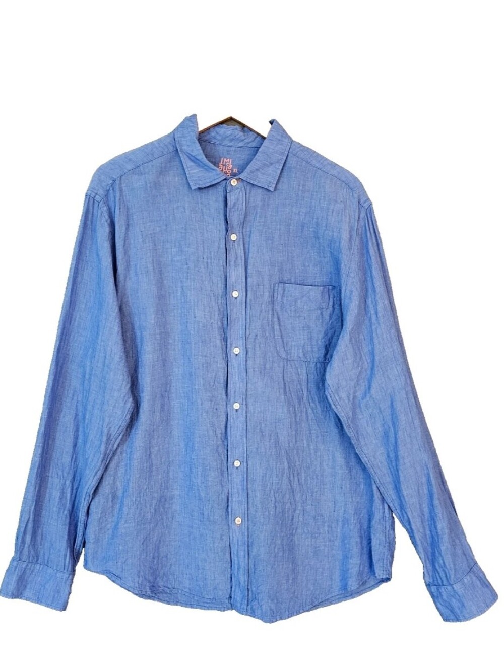 J McLaughlin 100% Linen French Blue Gramercy Shirt Mens Button Up Beach XL